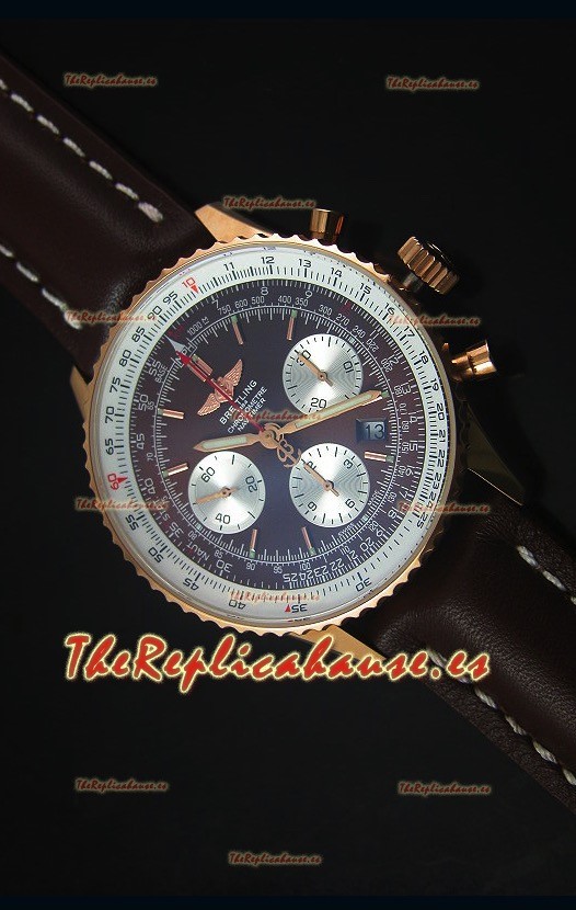 Breitling Navitimer 01 Dial Marron en Oro Rosado Reloj Replica Suizo a espejo 1:1