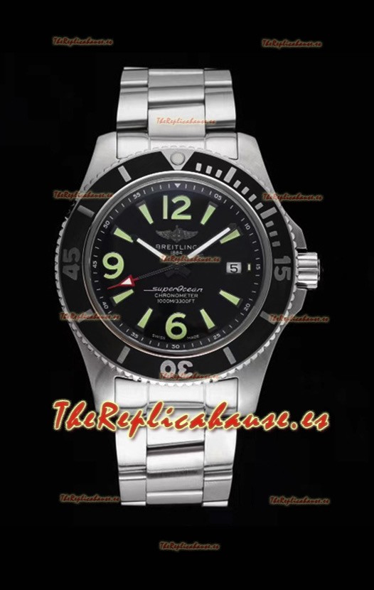 Breitling Superocean Automatic 44 Steel - Reloj Réplica a Espejo 1:1 Dial Negro