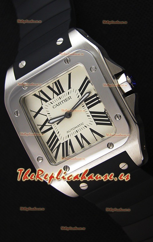 Cartier Santos De Cartier Reloj Réplica a Espejo 1:1 39MM Correa de Goma