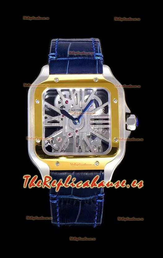 Cartier Santos DUMONT Skeleton Reloj con Bisel de Dos Tonos, Réplica Suizo