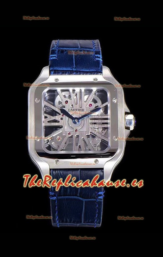 Cartier Santos DUMONT Skeleton Reloj Suizo de Acero Inoxidable