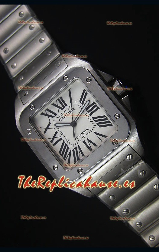 Cartier Santos 100 42MM Reloj Carcasa Suiza con Movimiento Japonés