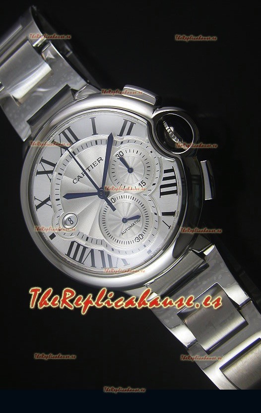 Ballon De Cartier Cronógrafo Caja en Acero Inoxidable Dial Blanco - Replica a Espejo 1:1