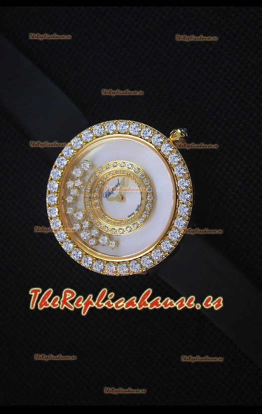Chopard Happy Dreams 36MM Correa Negra, Dial Blanco