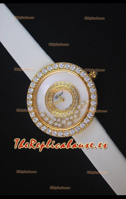 Chopard Happy Dreams 36MM Correa Blanca, Dial Blanco