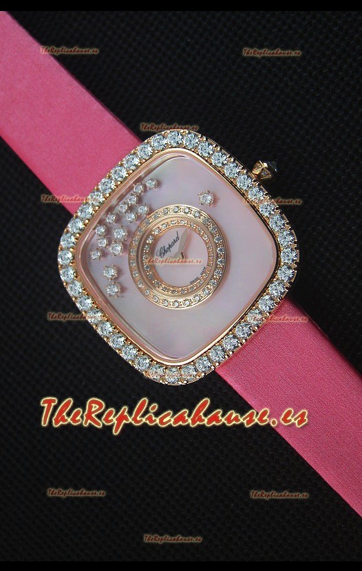 Chopard Happy Diamonds 38MM Correa Rosada Dial Rosado