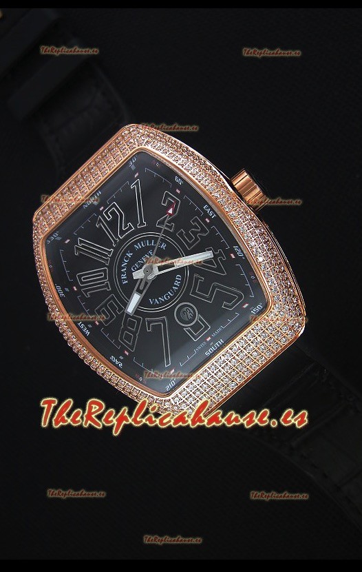 Franck Muller Vanguard Reloj Replica Suizo en Dial Negro