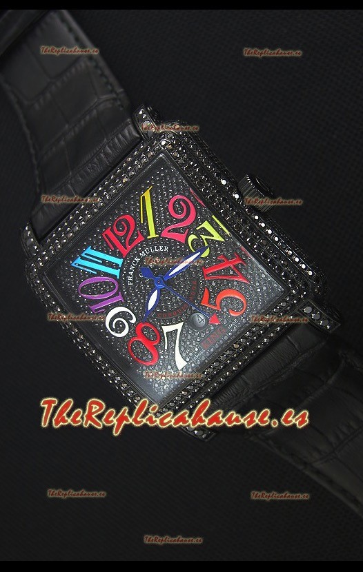 Franck Muller Conquistador King Automatic Crazy Colors Reloj Replica Suizo Caja con Revestimiento en PVD
