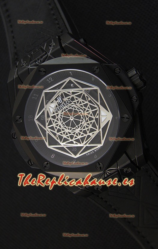 Hublot Big Bang Sang Bleu 45MM Reloj Réplica Suizo con Revestimiento PVD en color Negro