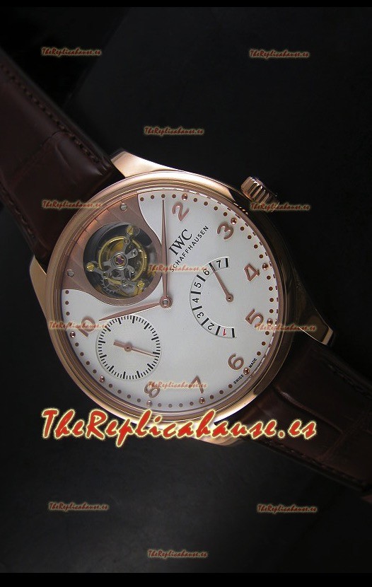 IWC Portugieser Tourbillon Reloj de Oro Rosado en Dial Blanco