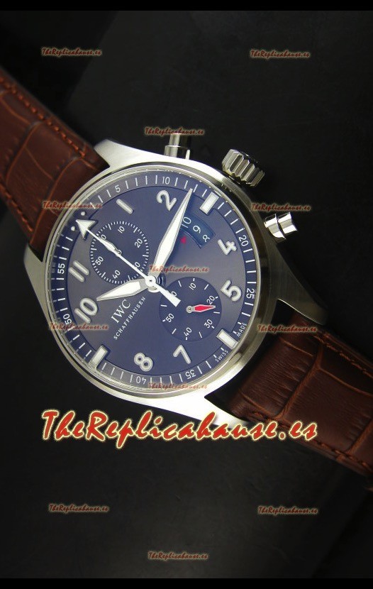 IWC IW387802 Pilot Chronograph Reloj Replica a escala 1:1 con Correa de Piel