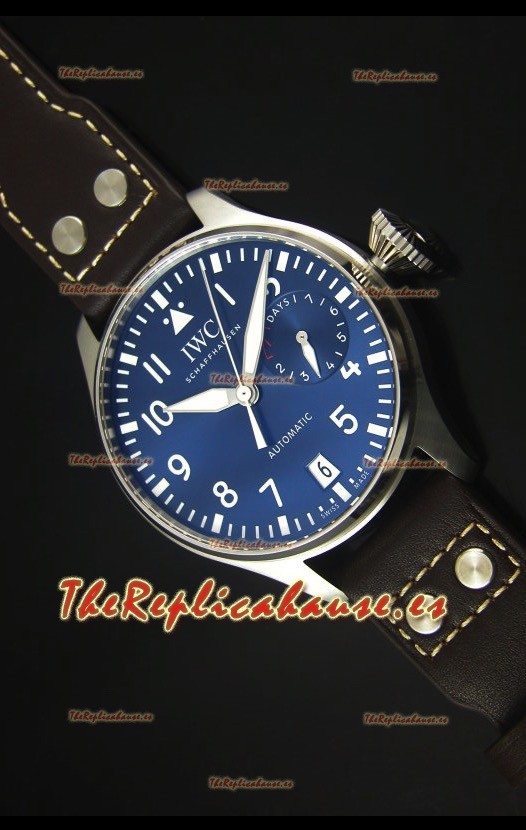 IWC Big Pilot IW500901 - Indicador de Energía Funcional, Correa Marrón, Dial Azul, 1:1 Mirror Watch