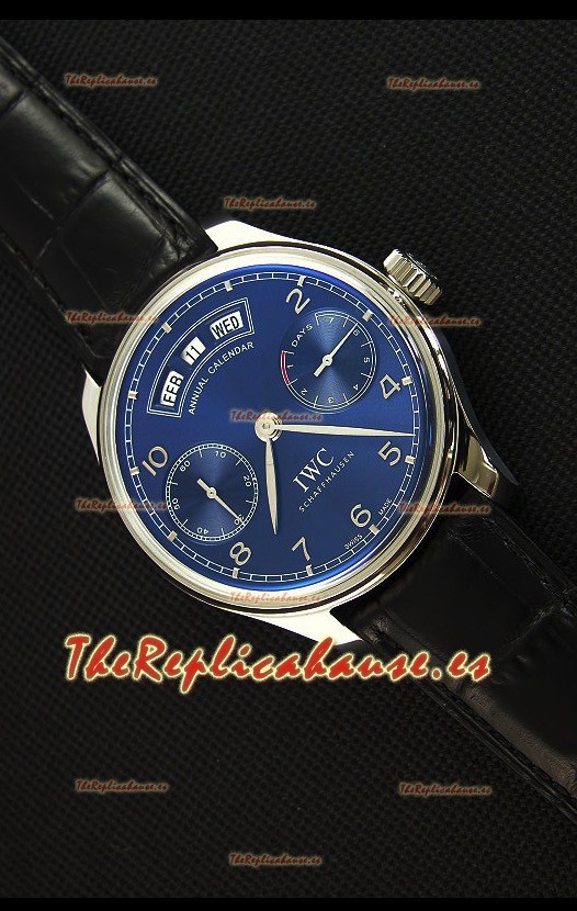 IWC Portugieser Annual Calender Midnight Blue IW503502 Reloj Replica a Espejo 1:1