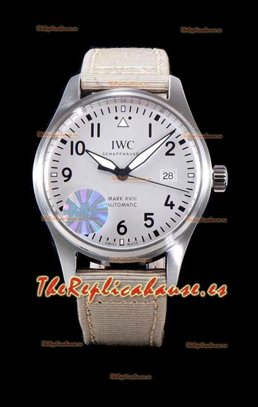 IWC Pilot's MARK XVIII Aviator 1:1 Reloj Suizo en Caja de Acero 904L - Correa de Nylon color Beige