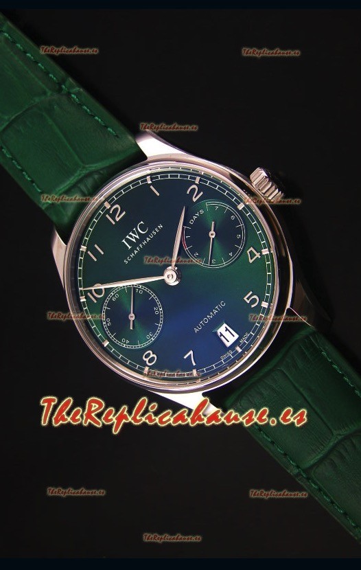 IWC Portugieser Swiss 1:1 Reloj Replica a Espejo Dial Verde, Caja en Acero