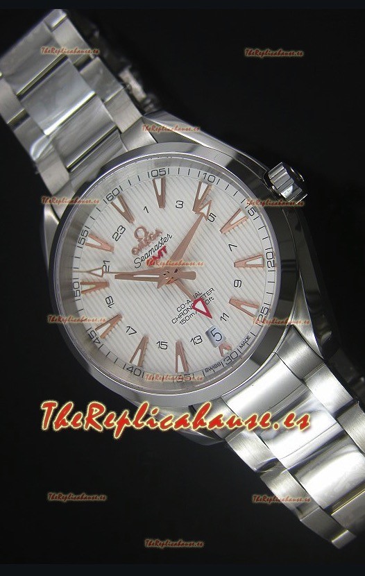 Omega Seamaster COAX GMT Reloj Suizo de Acero Inoxidable Dial Blanco
