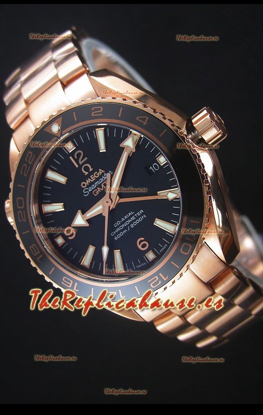 Omega Seamaster Planet Ocean 43.5MM GMT Oro Rosado Reloj Replica a Espejo 1:1 43.5MM