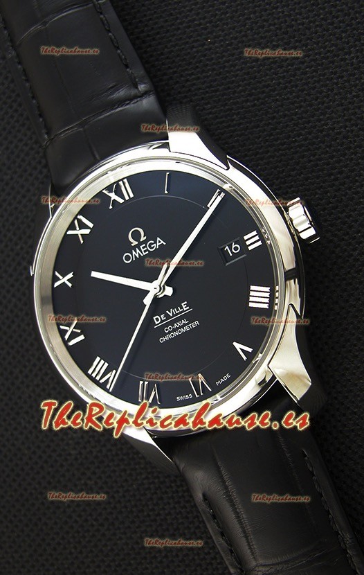Omega De-Ville Annual Calendar Co-Axial Reloj Réplica Suizo a espejo 1:1 Edición en Dial Negro