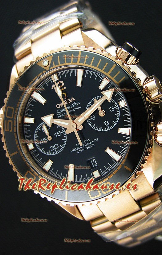Omega Seamaster Planet Ocean 600M Reloj Réplica Cronógrafo a espejo 1:1 en Oro Rosado