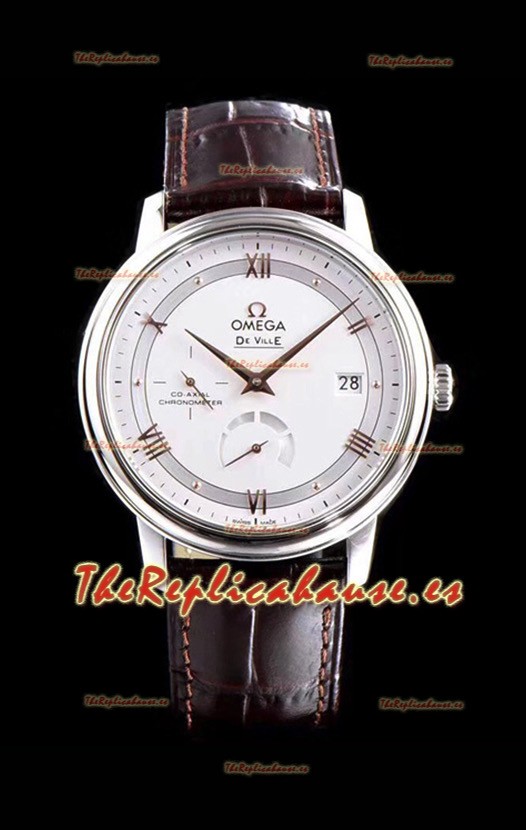 Omega De Ville Prestige Power Reserve Reloj Réplica Suizo a Espejo 1:1 Acero 904L Dial Blanco