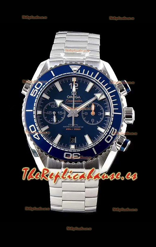 Omega Planet Ocean 600M Chronograph Reloj Réplica Suizo a Espejo 1:1 Acero 904L Dial Azul
