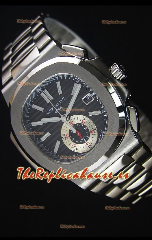 Patek Philippe Nautilus 5980 Reloj Replica Espejo 1:1, Cronógrafo, Caja en Acero, Dial Negro