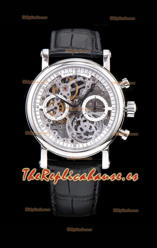 Patek Philippe Complications Skeleton Reloj Cronógrafo en Caja de Acero 904L