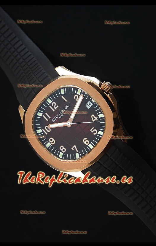 Patek Philippe Aquanaut Jumbo Oro Rosado Reloj Replica Escala 1:1 - Dial de color Rojo Vino