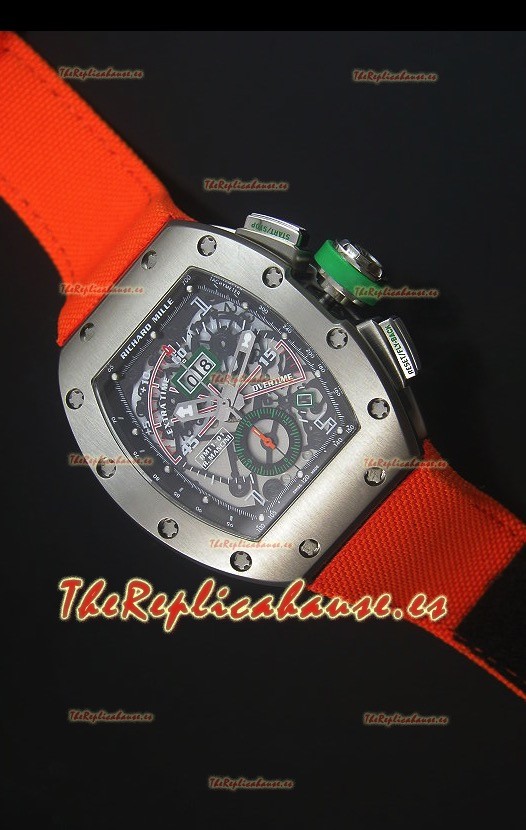 Richard Mille RM011 Filipe Massa Reloj Replica Suizo Caja en Titanio en correa de Nylon Naranja