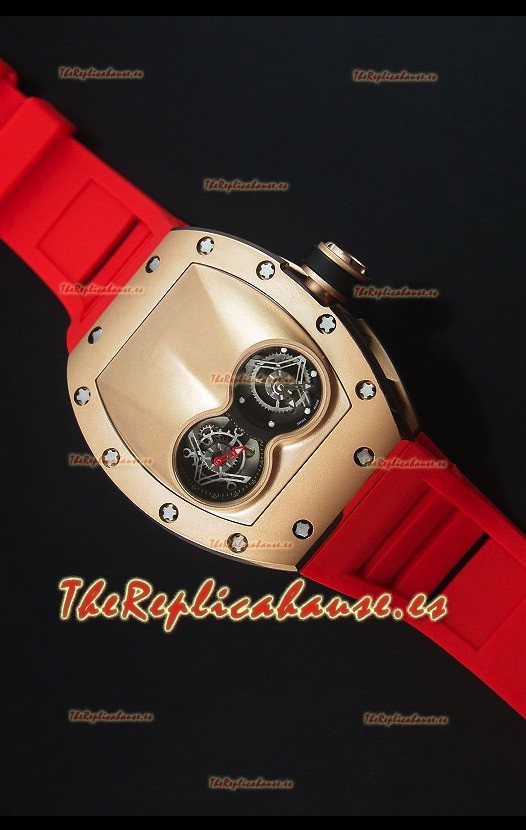 Richard Mille RM053 Tourbillon Pablo Mac Donough Reloj Suizo en Caja de Oro Rosado Correa Roja