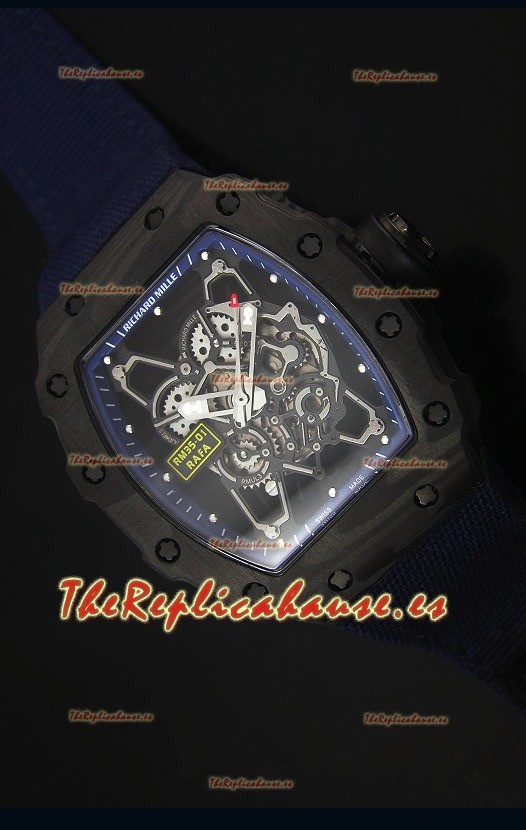 Richard Mille RM35-01 Reloj Replica Suizo Edición Rafael Nadal Correa de Nylon color Azul Oscuro