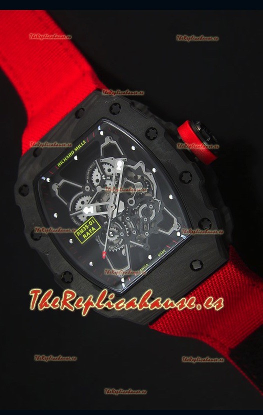 Richard Mille RM35-01 Reloj Replica Suizo Edición Rafael Nadal Correa Nylon Roja