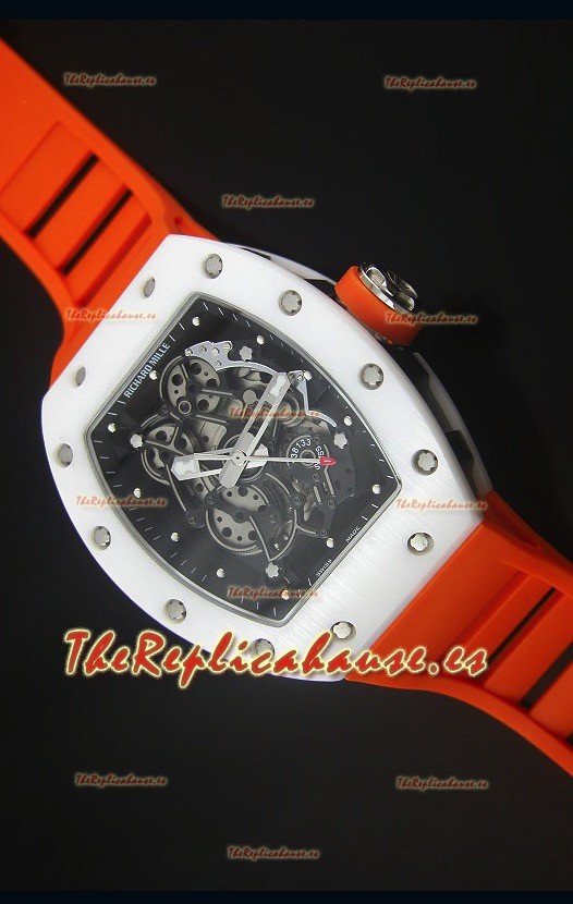 Richard Mille RM055 Reloj con Caja de Cerámica en color Blanco, Interior del Bisel en color Negro