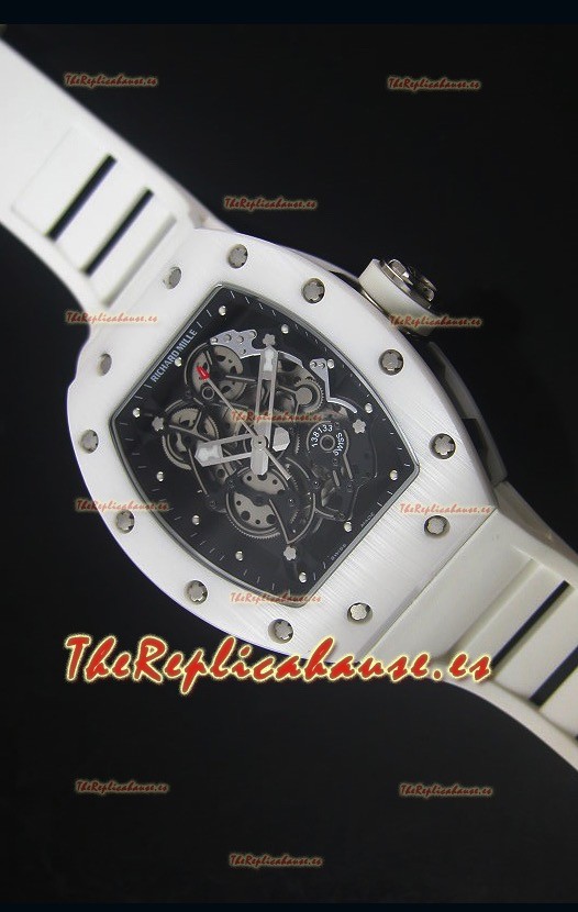 Richard Mille RM055 Reloj con Caja en Cerámica color Blanco con parte Interna del Bisel en color Negro