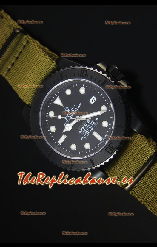 Rolex Submariner Stealth MK IV PVD Reloj Replica Suizo Marcadores de Hora Blancos