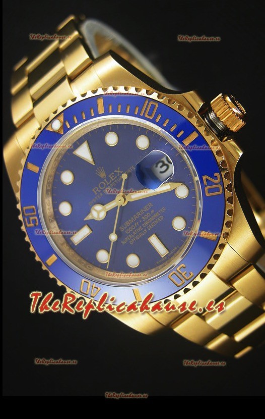 Rolex Submariner 16618 Reloj Replica Suiza 1:1 En Oro con Bisel de Cerámica con Movimiento Suizo 3135