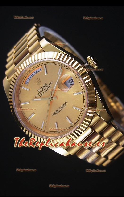 Rolex Day-Date Reloj Replica 40MM en Oro Amarillo Movimiento Suizo 2836-2