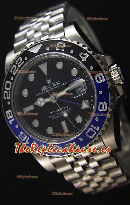 Rolex GMT Masters II 126710BLNR Batman Cal.3186 Movement Réplica Suiza - Reloj Ultimate de Acero 904L
