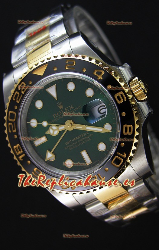 Rolex GMT Masters II Reloj Oro Amarillo de Dos Tonos con Dial Verde