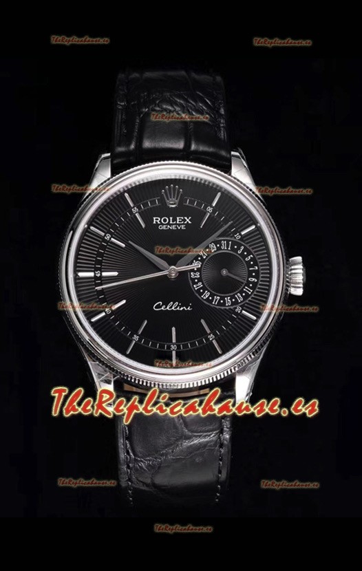 Rolex Cellini Date Ref#50519 Replica Reloj de Acero 904L Réplica a Espejo 1:1 Dial Negro