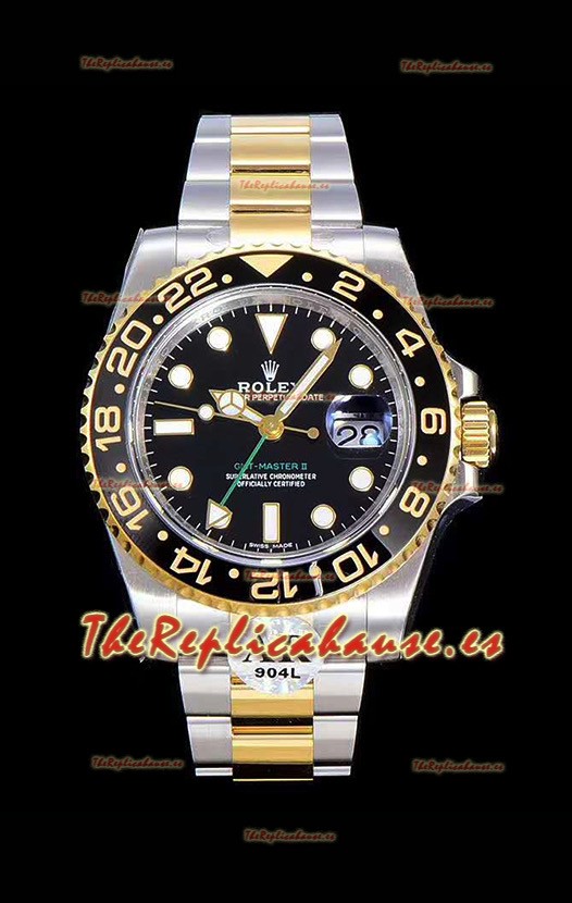 Rolex GMT Masters II 116713 Oro Amarillo Reloj Réplica Suizo a Espejo 1:1 Acero 904L 