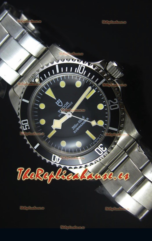 Tudor Oyster Prince Vintage 200M Dial Negro Marcadores en forma de Circulos Reloj Replica Suizo a espejo 1:1
