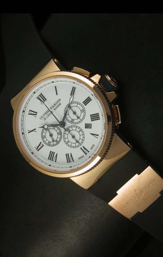 Ulysse Nardin Marine Cronógrafo en Oro Rosado, Dial Numeros Romanos - Réplica Escala 1:1