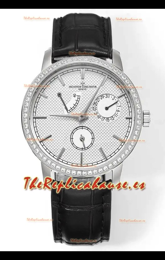  Vacheron Constantin Traditionnelle 83520Reloj superclon con diamantes y esfera blanca