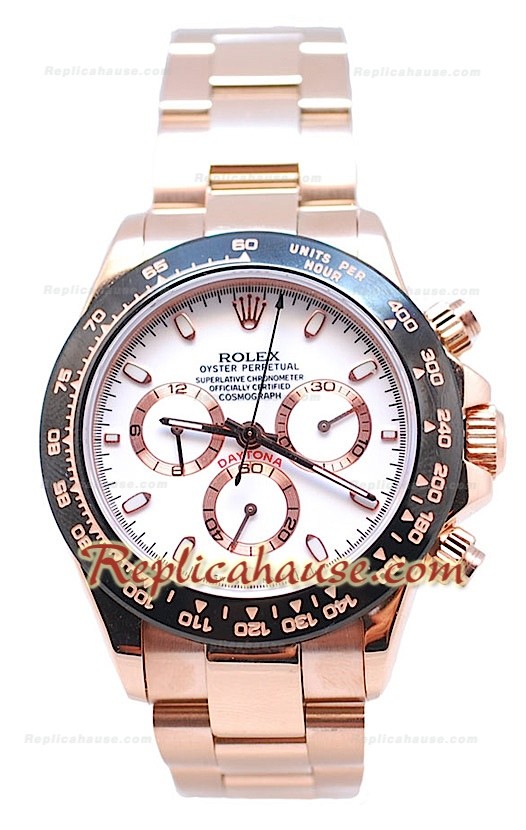 Rolex Daytona Cronógrafo Bisel MonoBloc CeraChrome con Esfera Blanca y de Oro Rosa