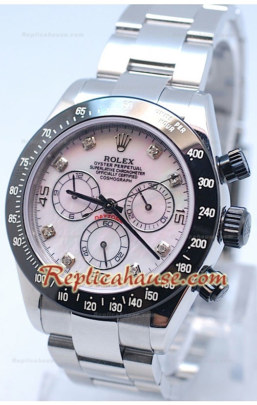 Rolex Daytona Cronógrafo Bisel MonoBloc CeraChrome, Números en Diamantes, Carcasa de Acero - Esfera Bombada Penk