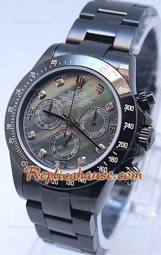 Rolex Daytona Cosmógrafo Project X Design Negro Oscuro Edición Series II - Esfera Negro perla y Números en Diamantes