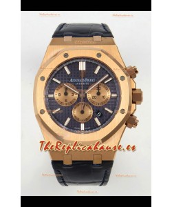 Reloj Royal Oak Chrono 26331 de oro rosa con esfera azul, superclon