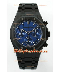 Reloj Royal Oak Chrono 26240 de cerámica negra con esfera azul, réplica de alta calidad