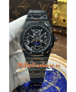 Reloj Royal Oak 26579CE con calendario perpetuo y cerámica negra, réplica de alta calidad